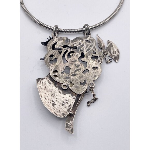 925 Sterling Silver Azurite Necklace Medieval Axe Shield Stag Mythical Fantasy - Picture 5 of 11